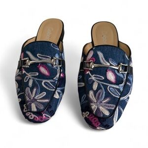 Gabor Embroidered Women's Mules - Blue and Pink